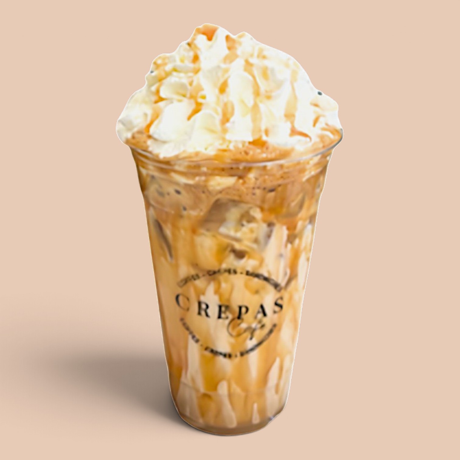 Iced cajeta latte with caramel drizzle